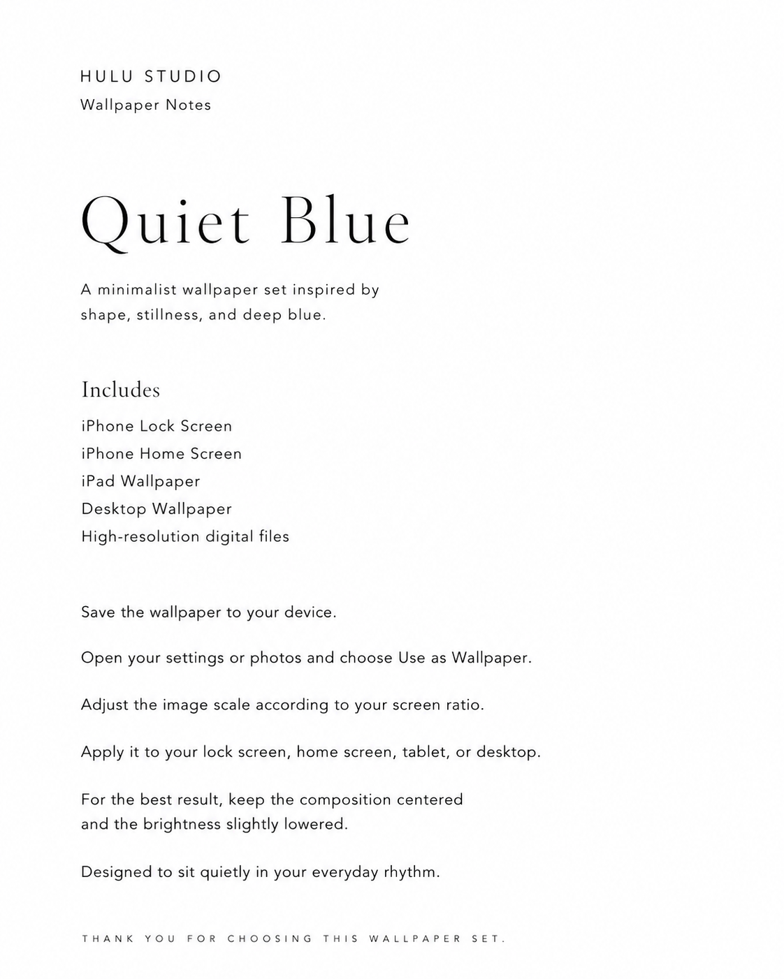 Quiet Blue｜Digital Wallpaper Set for iPone