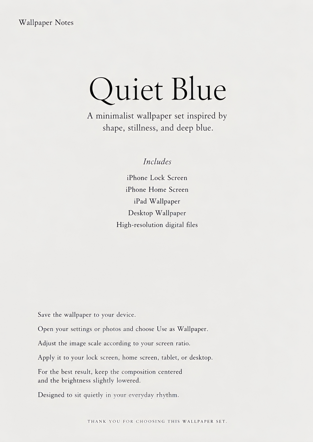 Quiet Blue｜Digital Wallpaper Set for iPone