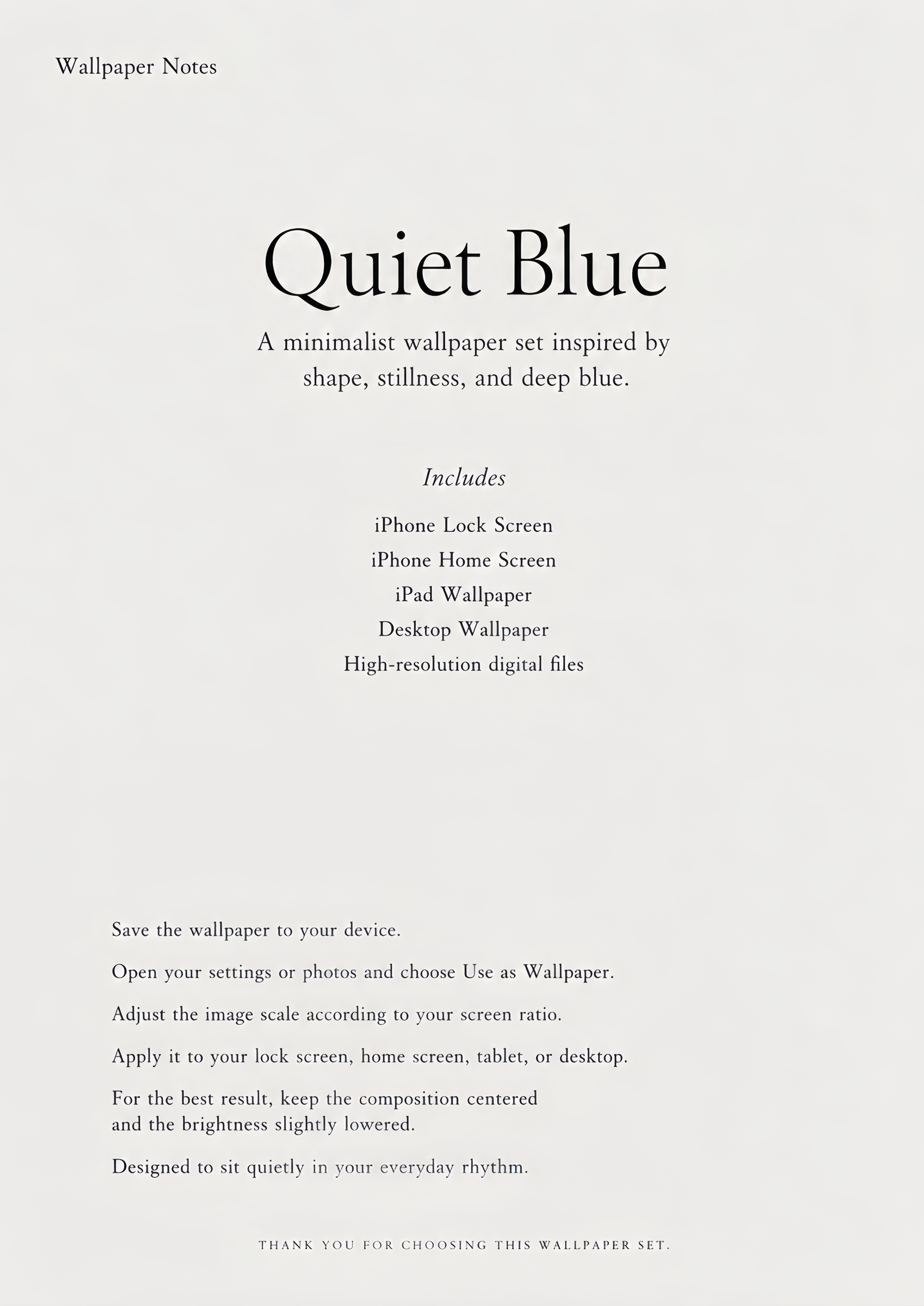 Quiet Blue｜Digital Wallpaper Set for iPone
